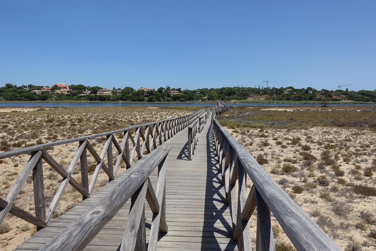 The wooden footbridge across Ria Formosa at Quinta do Lago
